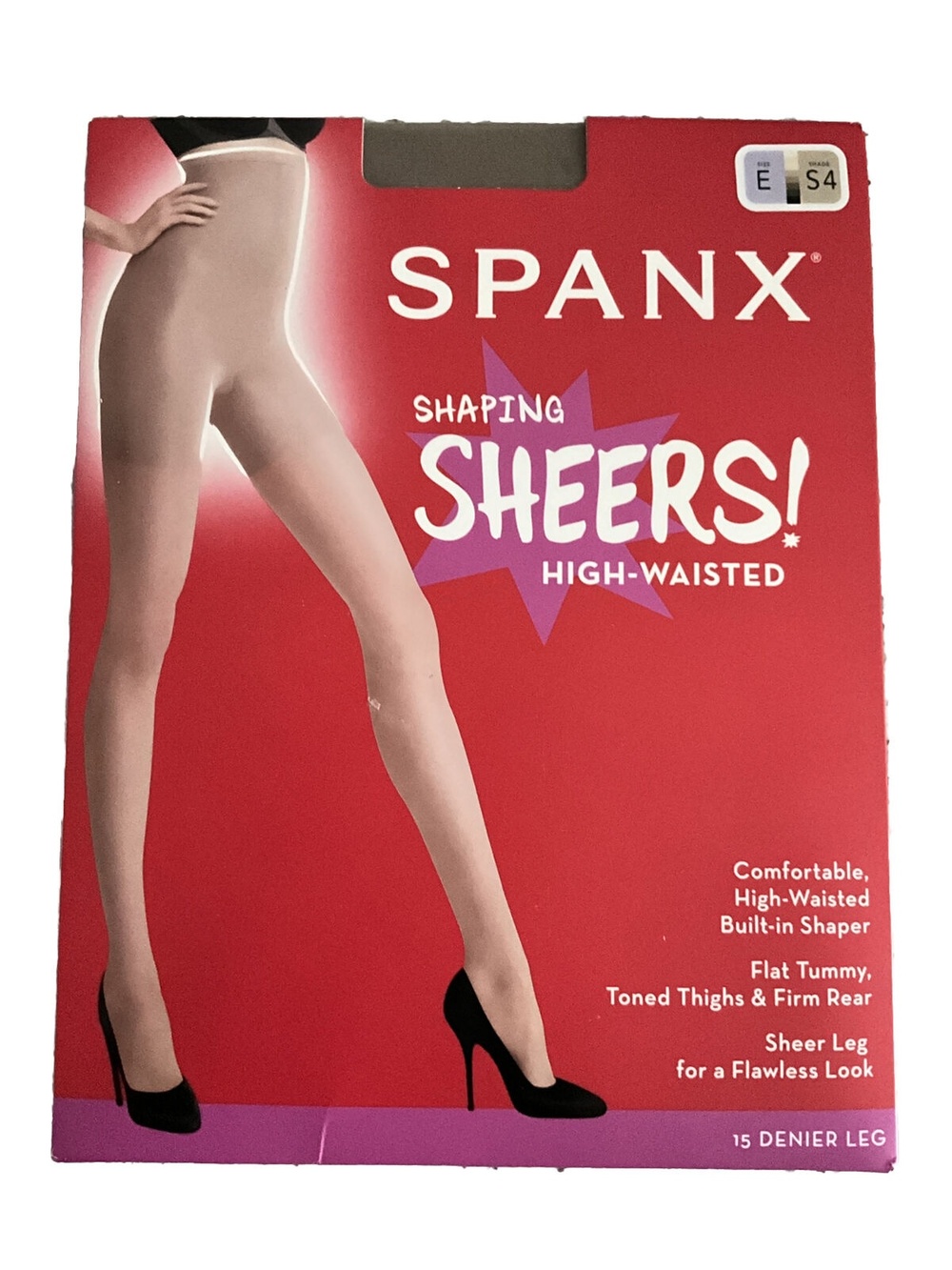 Spanx Shaping Sheers Size E Shade S4 High-waisted 15 Denier Leg 195 - 265 lbs